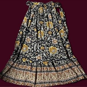 Rachel Zoe Black and Yellow Floral Maxi Skirt